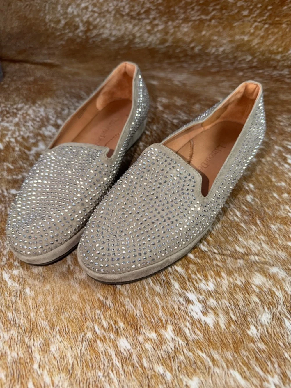 L'AMOUR DES PIEDS Correze Rhinestone Studded Wedge Loafers EUC sz 7M